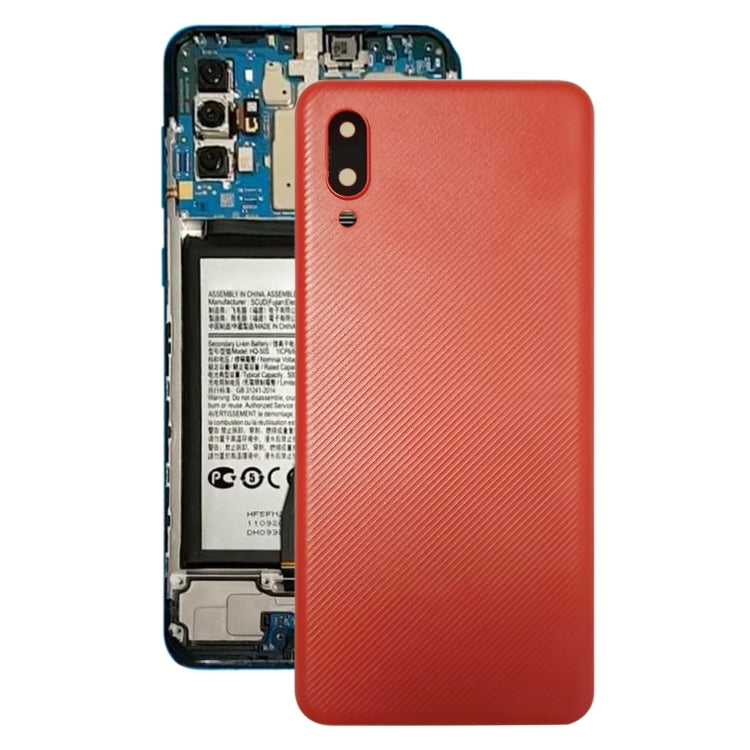 For Samsung Galaxy A02 Battery Back Cover with Camera Lens Cover (Red) - Back Cover by buy2fix | Online Shopping UK | buy2fix