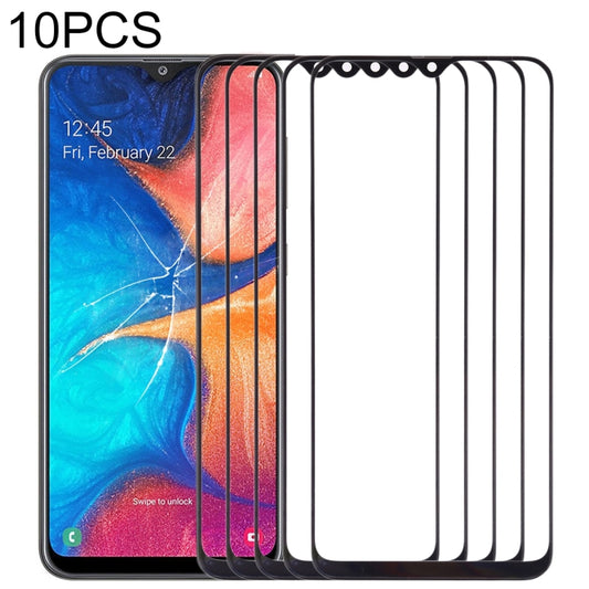 For Samsung Galaxy A20 10pcs Front Screen Outer Glass Lens (Black) - Outer Glass Lens by buy2fix | Online Shopping UK | buy2fix