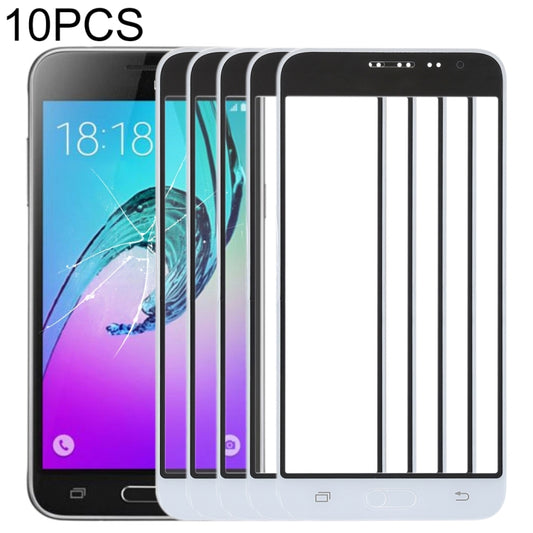 For Samsung Galaxy J3 (2016) / J320FN / J320F / J320G / J320M / J320A / J320V / J320P 10pcs Front Screen Outer Glass Lens (White) - Outer Glass Lens by buy2fix | Online Shopping UK | buy2fix
