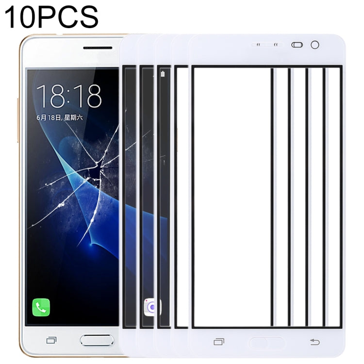 For Samsung Galaxy J3 Pro / J3110 10pcs Front Screen Outer Glass Lens (White) - Outer Glass Lens by buy2fix | Online Shopping UK | buy2fix