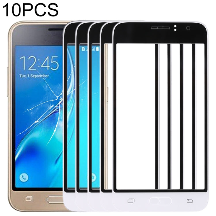 For Samsung Galaxy J1 (2016) / J120 10pcs Front Screen Outer Glass Lens (White) - Outer Glass Lens by buy2fix | Online Shopping UK | buy2fix