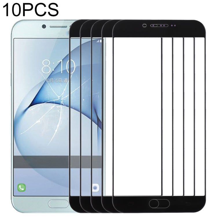 For Samsung Galaxy A8 (2016) / A810 10pcs Front Screen Outer Glass Lens (Black) - Outer Glass Lens by buy2fix | Online Shopping UK | buy2fix