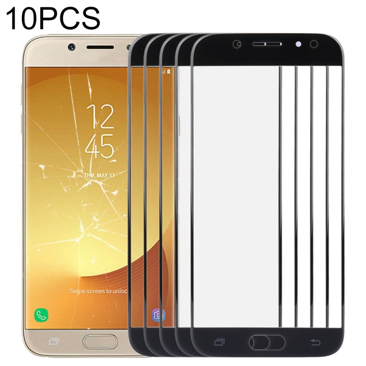 For Samsung Galaxy J7 (2017) / J730 10pcs Front Screen Outer Glass Lens (Black) - Outer Glass Lens by buy2fix | Online Shopping UK | buy2fix