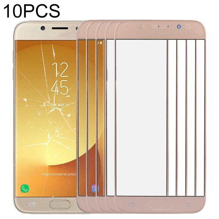 For Samsung Galaxy J7 (2017) / J730 10pcs Front Screen Outer Glass Lens (Gold) - Outer Glass Lens by buy2fix | Online Shopping UK | buy2fix