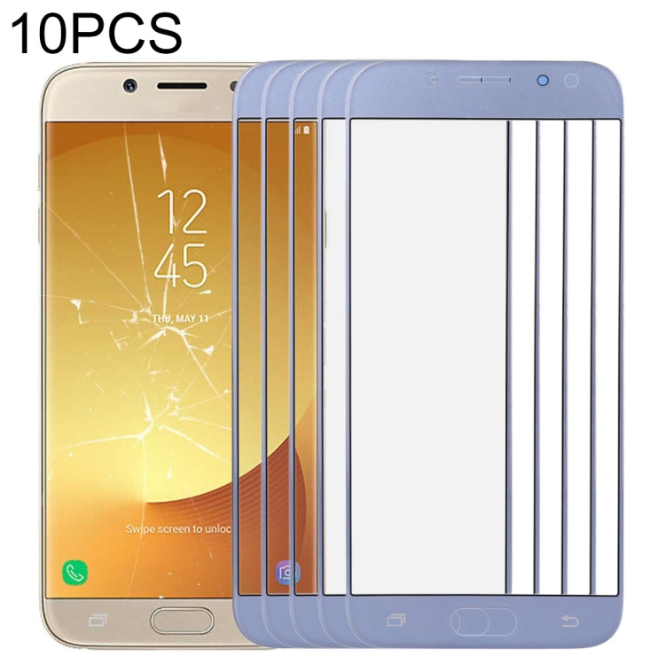 For Samsung Galaxy J7 (2017) / J730 10pcs Front Screen Outer Glass Lens (Blue) - Outer Glass Lens by buy2fix | Online Shopping UK | buy2fix