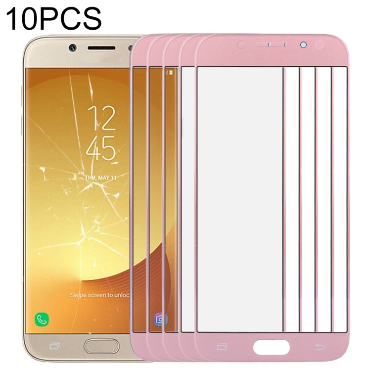 For Samsung Galaxy J7 (2017) / J730 10pcs Front Screen Outer Glass Lens (Rose Gold) - Outer Glass Lens by buy2fix | Online Shopping UK | buy2fix
