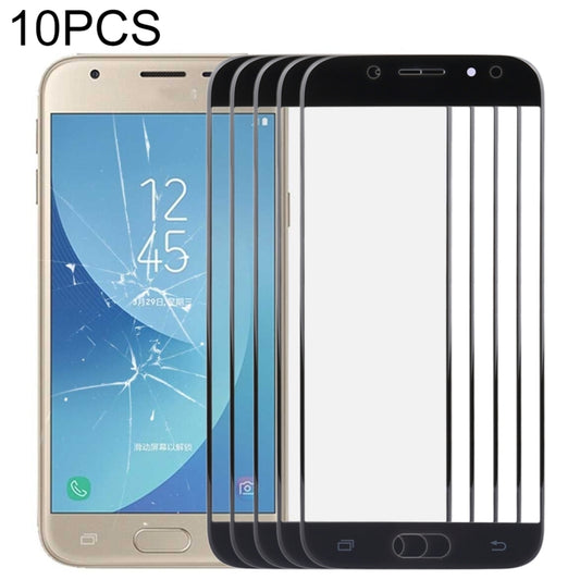For Samsung Galaxy J3 (2017) / J330 10pcs Front Screen Outer Glass Lens (Black) - Outer Glass Lens by buy2fix | Online Shopping UK | buy2fix