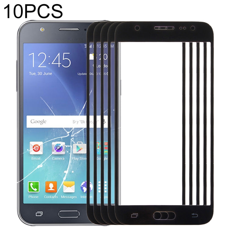 For Samsung Galaxy J5 / J500 10pcs Front Screen Outer Glass Lens (Black) - Outer Glass Lens by buy2fix | Online Shopping UK | buy2fix