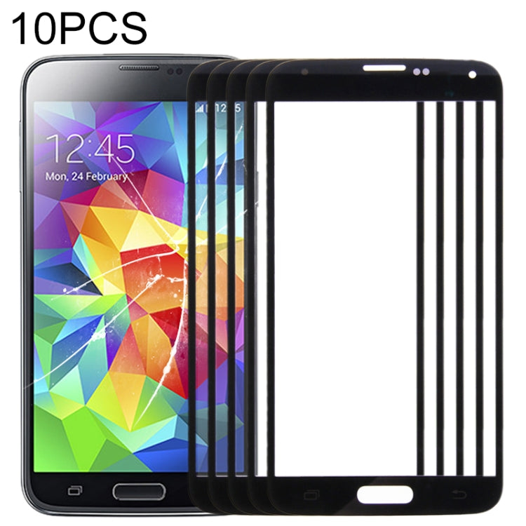 For Samsung Galaxy S5 / G900  10pcs Front Screen Outer Glass Lens (Black) - Outer Glass Lens by buy2fix | Online Shopping UK | buy2fix