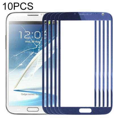 For Samsung Galaxy Note II / N7100 10pcs Front Screen Outer Glass Lens (Blue) - Outer Glass Lens by buy2fix | Online Shopping UK | buy2fix