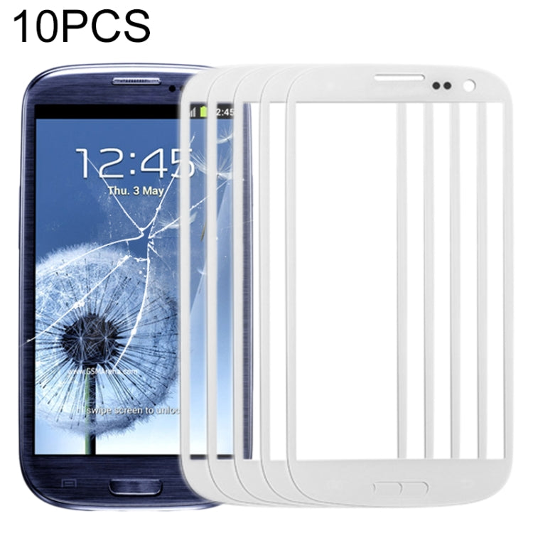 For Samsung Galaxy SIII / i9300 10pcs Front Screen Outer Glass Lens (White) - Outer Glass Lens by buy2fix | Online Shopping UK | buy2fix