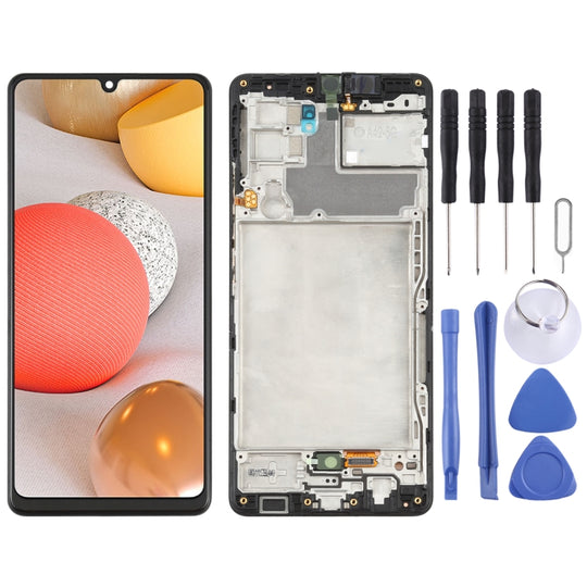 Original Super AMOLED LCD Screen for Samsung Galaxy A42 5G SM-A426 Digitizer Full Assembly with Frame (Black)