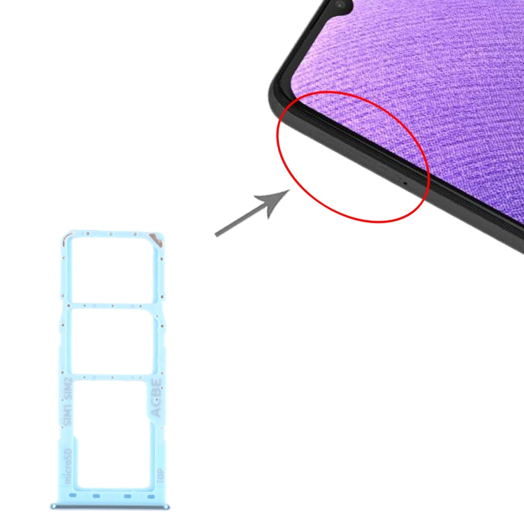 For Samsung Galaxy A32 SM-A325 SIM Card Tray + SIM Card Tray + Micro SD Card Tray (Blue) - Card Tray by buy2fix | Online Shopping UK | buy2fix