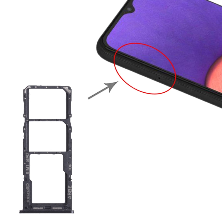 For Samsung Galaxy A22 SM-A225 SIM Card Tray + SIM Card Tray + Micro SD Card Tray (Black) - Card Tray by buy2fix | Online Shopping UK | buy2fix