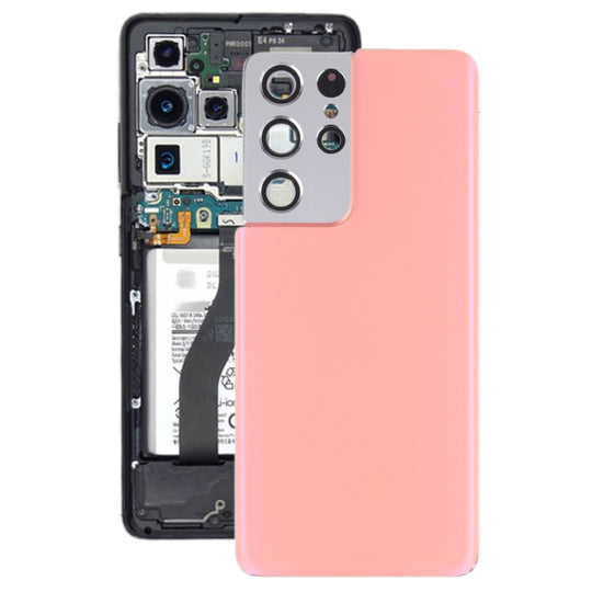 For Samsung Galaxy S21 Ultra 5G Battery Back Cover with Camera Lens Frame (Pink)