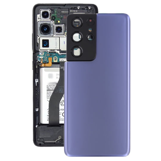 For Samsung Galaxy S21 Ultra 5G Battery Back Cover with Camera Lens Frame (Purple)
