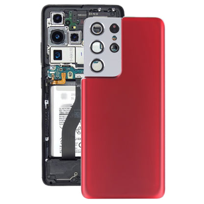 For Samsung Galaxy S21 Ultra 5G Battery Back Cover with Camera Lens Cover (Red) - Back Cover by buy2fix | Online Shopping UK | buy2fix