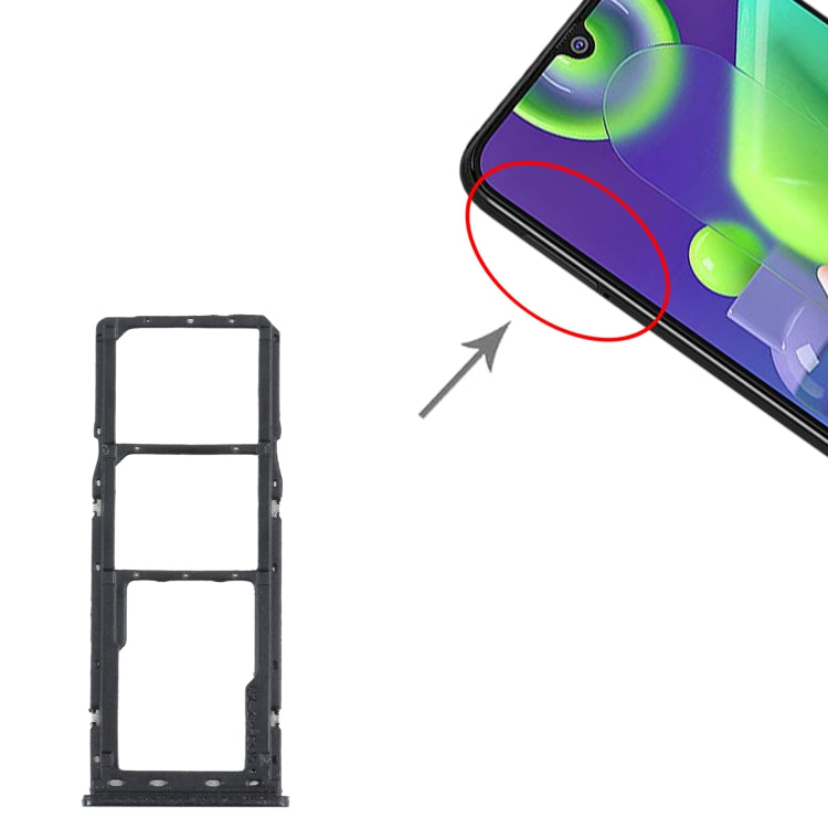 For Samsung Galaxy M21 SM-M215 SIM Card Tray + SIM Card Tray + Micro SD Card Tray (Black) - Card Tray by buy2fix | Online Shopping UK | buy2fix
