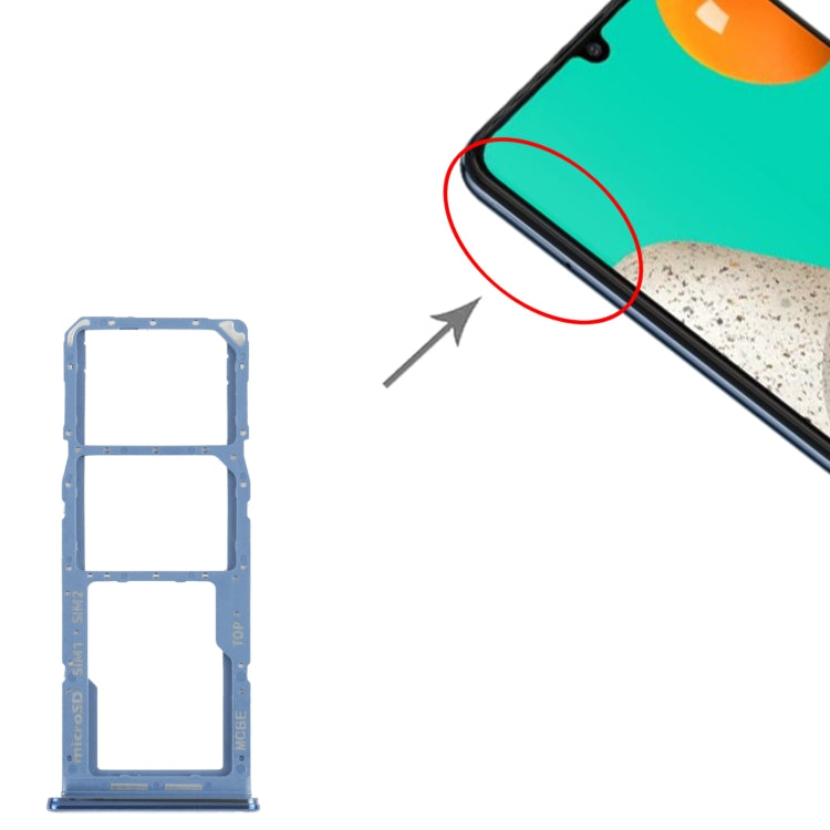 For Samsung Galaxy M32 SM-M325 SIM Card Tray + SIM Card Tray + Micro SD Card Tray (Blue) - Card Tray by buy2fix | Online Shopping UK | buy2fix