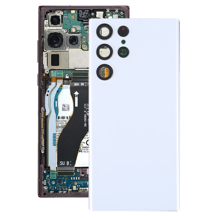 For Samsung Galaxy S22 Ultra 5G SM-S908B Battery Back Cover with Camera Lens Cover (White) -  by buy2fix | Online Shopping UK | buy2fix