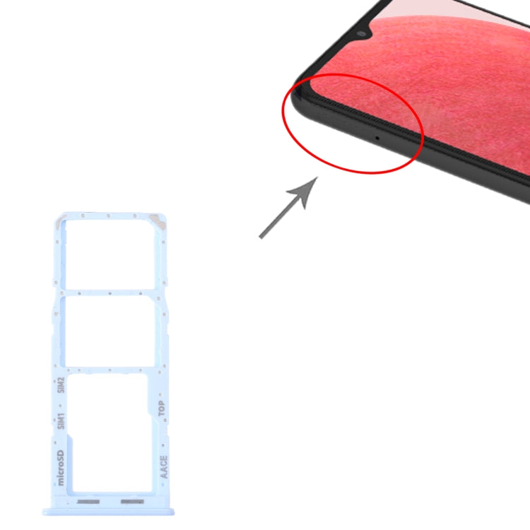 For Samsung Galaxy A13 SM-A135 Original SIM Card Tray + SIM Card Tray + Micro SD Card Tray (Blue) - Card Tray by buy2fix | Online Shopping UK | buy2fix