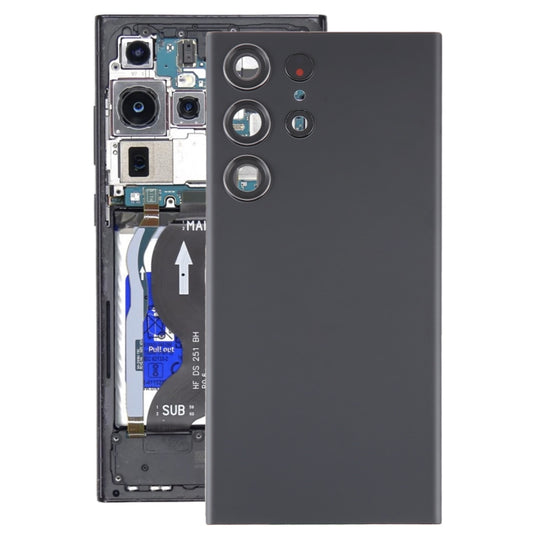 For Samsung Galaxy S23 Ultra SM-S918 Glass Battery Back Cover with Camera Lens Frame(Black)
