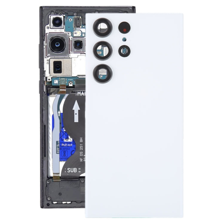 For Samsung Galaxy S23 Ultra SM-S918 Glass Battery Back Cover with Camera Lens Cover(White) -  by buy2fix | Online Shopping UK | buy2fix