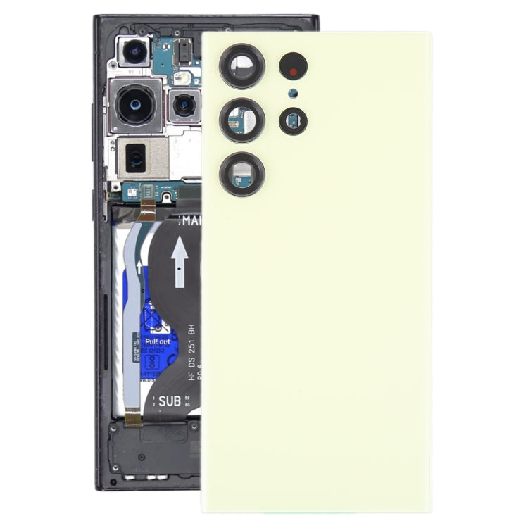For Samsung Galaxy S23 Ultra SM-S918 Glass Battery Back Cover with Camera Lens Cover(Yellow) -  by buy2fix | Online Shopping UK | buy2fix
