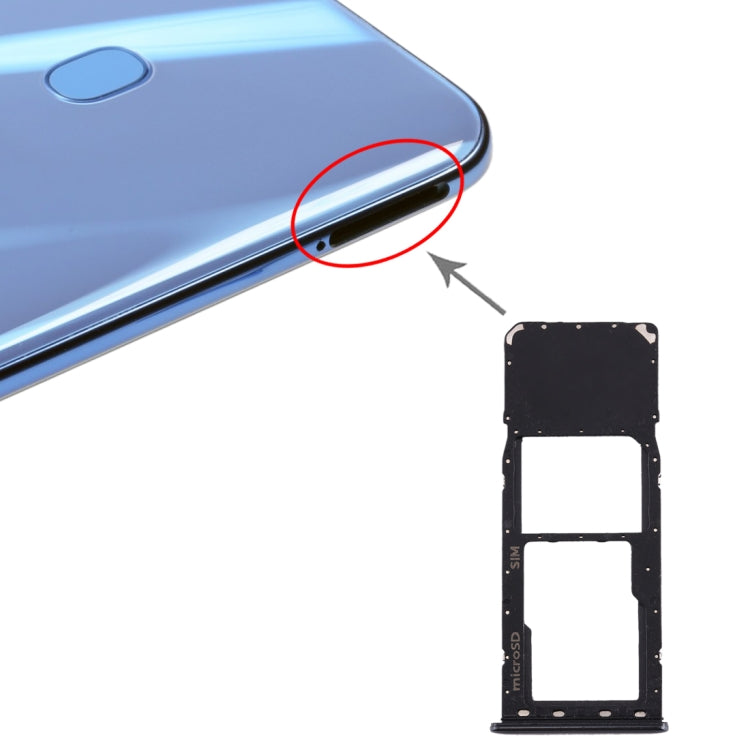 For Galaxy A20 A30 A50 SIM Card Tray + Micro SD Card Tray (Black) - Card Tray by buy2fix | Online Shopping UK | buy2fix