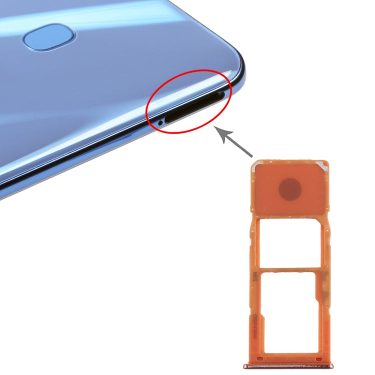 For Galaxy A20 A30 A50 SIM Card Tray + Micro SD Card Tray (Orange) - Card Tray by buy2fix | Online Shopping UK | buy2fix