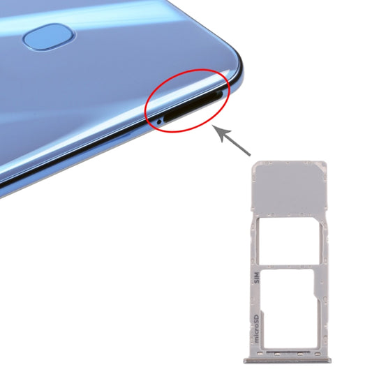 For Galaxy A20 A30 A50 SIM Card Tray + Micro SD Card Tray (Silver) - Card Tray by buy2fix | Online Shopping UK | buy2fix
