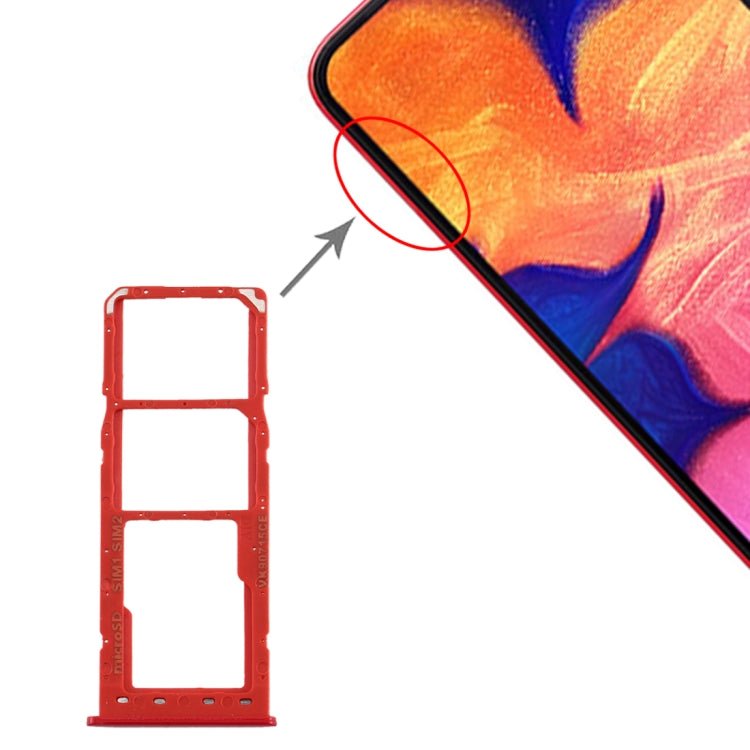 For Galaxy A10 SIM Card Tray + SIM Card Tray + Micro SD Card Tray (Red) - Card Tray by buy2fix | Online Shopping UK | buy2fix
