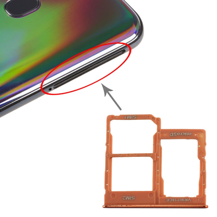 For Galaxy A40 SIM Card Tray + SIM Card Tray + Micro SD Card Tray (Orange) - Card Tray by buy2fix | Online Shopping UK | buy2fix