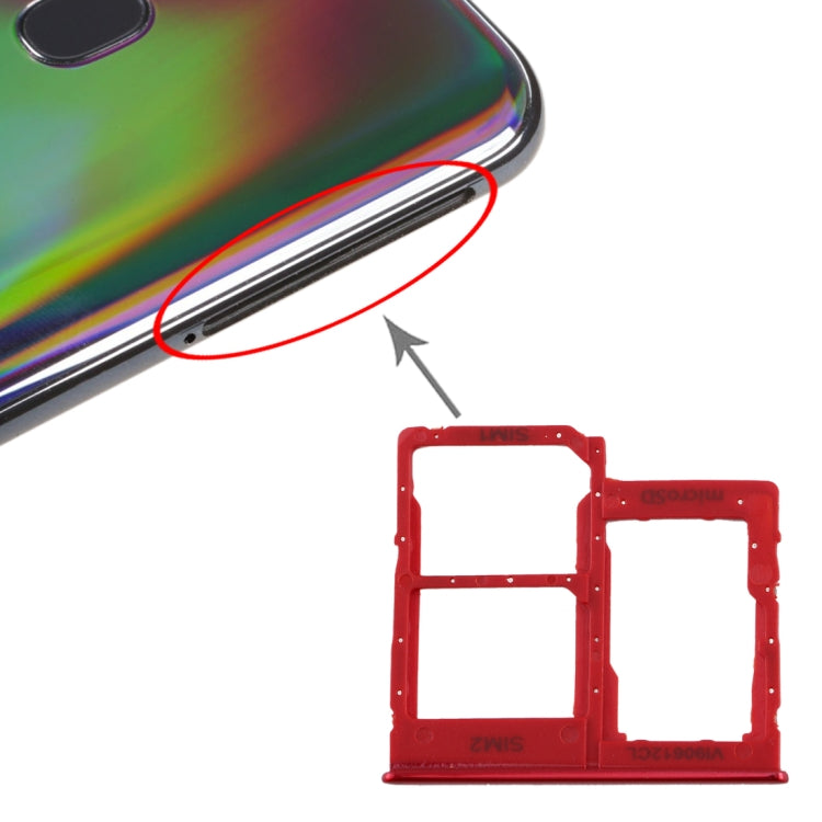 For Galaxy A40 SIM Card Tray + SIM Card Tray + Micro SD Card Tray (Red) - Card Tray by buy2fix | Online Shopping UK | buy2fix