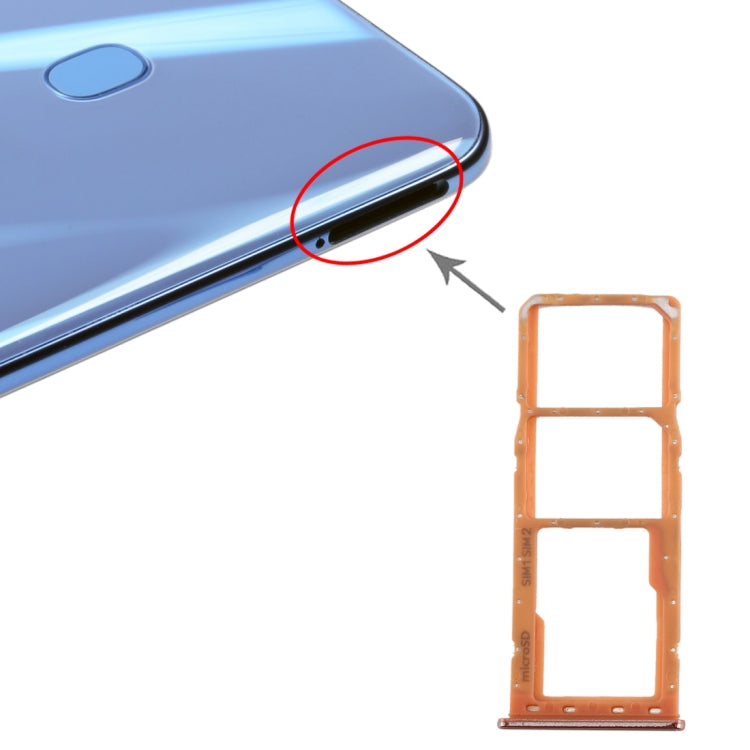 For Galaxy A20 A30 A50 SIM Card Tray + SIM Card Tray + Micro SD Card Tray (Orange) - Card Tray by buy2fix | Online Shopping UK | buy2fix