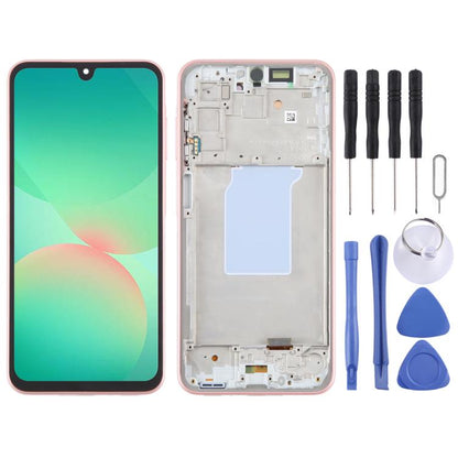 For Samsung Galaxy A26 SM-A266B 6.66 inch OLED LCD Screen Digitizer Full Assembly with Frame (Pink) - LCD Screen by buy2fix | Online Shopping UK | buy2fix