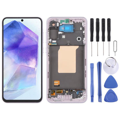For Samsung Galaxy A55 SM-A556B OLED LCD Screen Digitizer Full Assembly with Frame (Pink) - LCD Screen by buy2fix | Online Shopping UK | buy2fix
