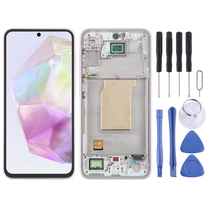 For Samsung Galaxy A35 SM-A356B OLED LCD Screen Digitizer Full Assembly with Frame (Pink) - LCD Screen by buy2fix | Online Shopping UK | buy2fix