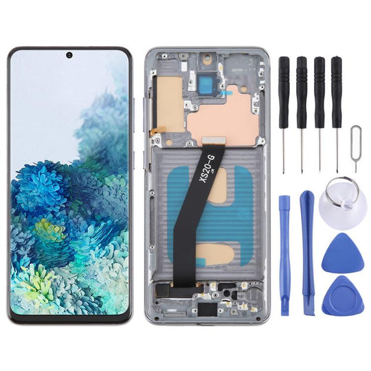 For Samsung Galaxy S20 5G SM-G981B TFT LCD Screen Digitizer Full Assembly with Frame, Not Supporting Fingerprint Identification (Grey)