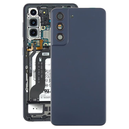 For Samsung Galaxy S21 FE SM-G990B Battery Back Cover with Camera Lens Frame(Blue)
