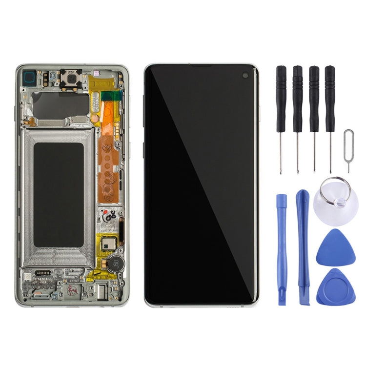 Original Super AMOLED LCD Screen for Galaxy S10 4G Digitizer Full Assembly with Frame (White) - LCD Screen by buy2fix | Online Shopping UK | buy2fix