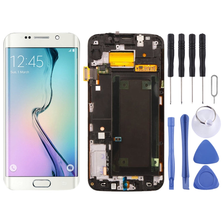 Original Super AMOLED LCD Screen For Samsung Galaxy S6 Edge SM-G925F Digitizer Full Assembly with Frame (White) - LCD Screen by buy2fix | Online Shopping UK | buy2fix