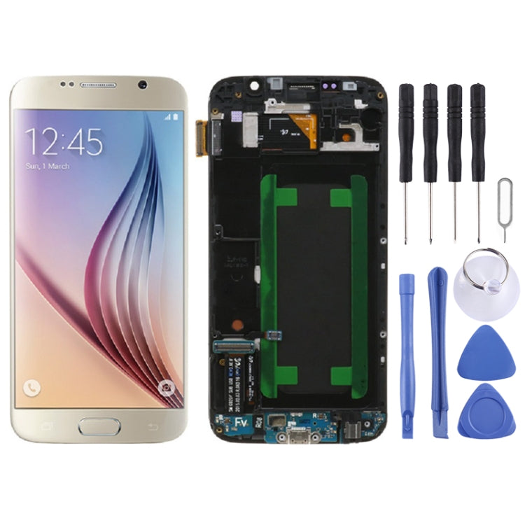 Original Super AMOLED LCD Screen For Samsung Galaxy S6 SM-G920F Digitizer Full Assembly with Frame (Gold) - LCD Screen by buy2fix | Online Shopping UK | buy2fix