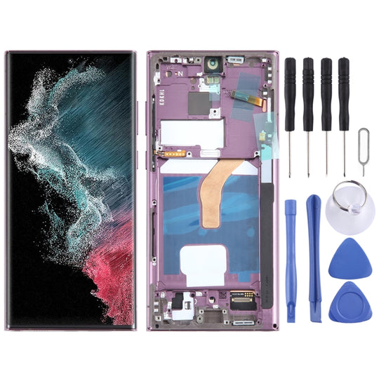 For Samsung Galaxy S22 Ultra 5G SM-S908B EU Edition 6.78 inch OLED  LCD Screen Digitizer Full Assembly with Frame (Purple)