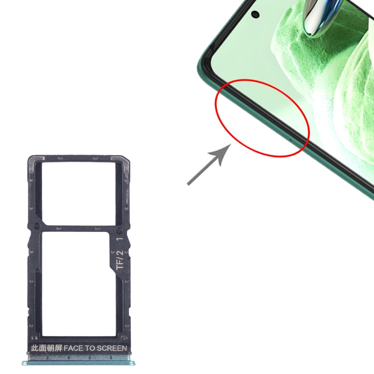 For Xiaomi Redmi Note 12 5G SIM Card Tray + SIM / Micro SD Card Tray (Green) - Card Tray by buy2fix | Online Shopping UK | buy2fix