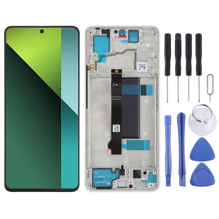 For Xiaomi Redmi Note 13 Pro 5G Original AMOLED Material LCD Screen Digitizer Full Assembly with Frame (White) - LCD Screen by buy2fix | Online Shopping UK | buy2fix