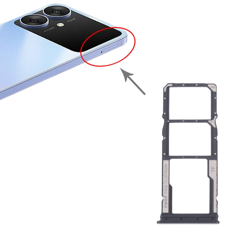 For Xiaomi Poco M6 Original SIM Card Tray + SIM Card Tray + Micro SD Card Tray (Black) by buy2fix