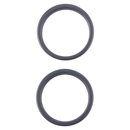 For iPhone 16 2pcs/set Rear Camera Glass Lens Metal Outside Protector Hoop Ring (Black)