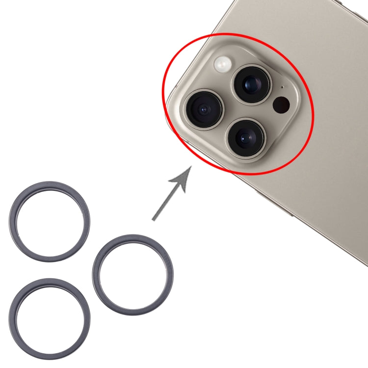 For iPhone 16 Pro Max 3pcs/set Rear Camera Glass Lens Metal Outside Protector Hoop Ring (Black) by buy2fix