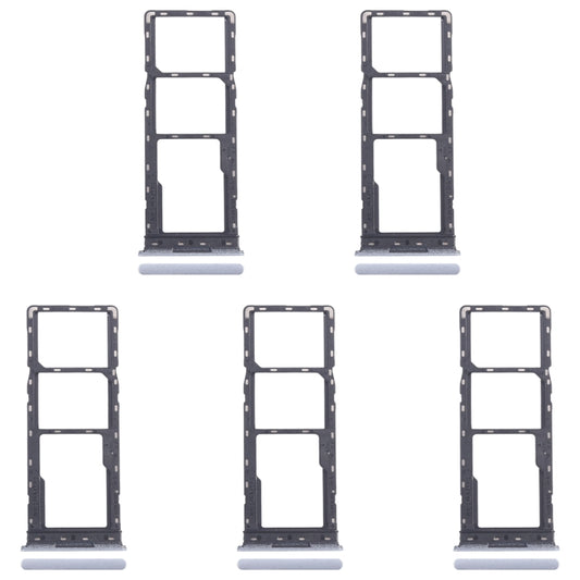 For Infinix Smart 8 X6525 5pcs SIM Card Tray + SIM Card Tray + Micro SD Card Tray (Silver) by buy2fix